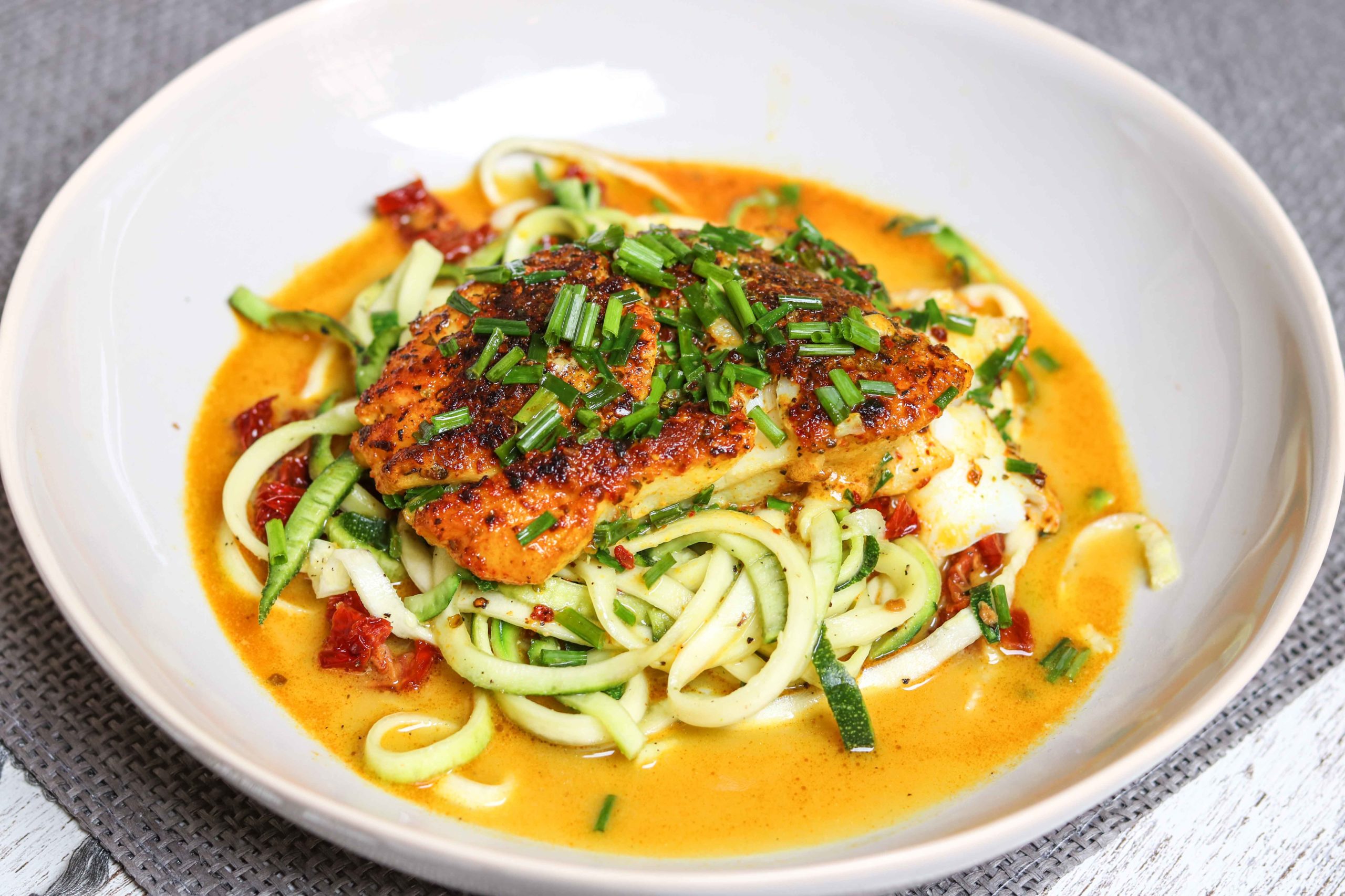 Red Snapper Creamy Zoodles